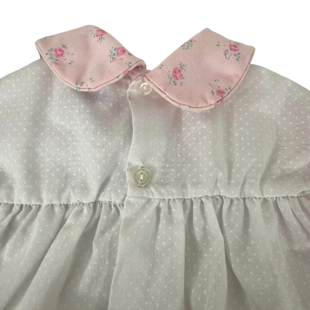 VTG Sears Baby Girls Infant Toddler Dress 24 Months Pink & White Floral Bloomers - Picture 4 of 14